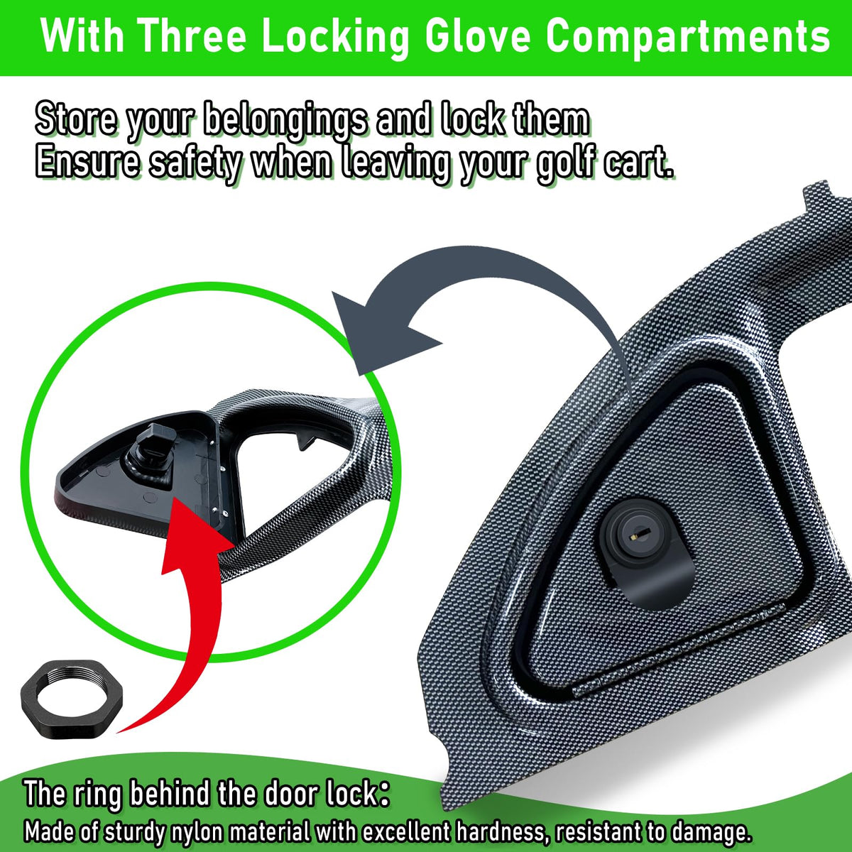 Shu-Ran carbon fiber dash adds stylish durability for daily golf cart use.