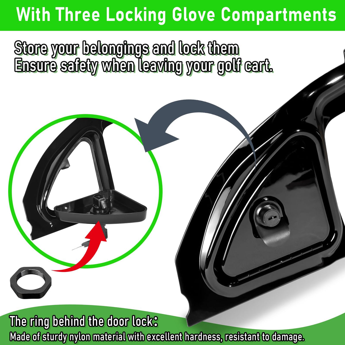 Shu-Ran dash with three locking glove compartments for secure storage