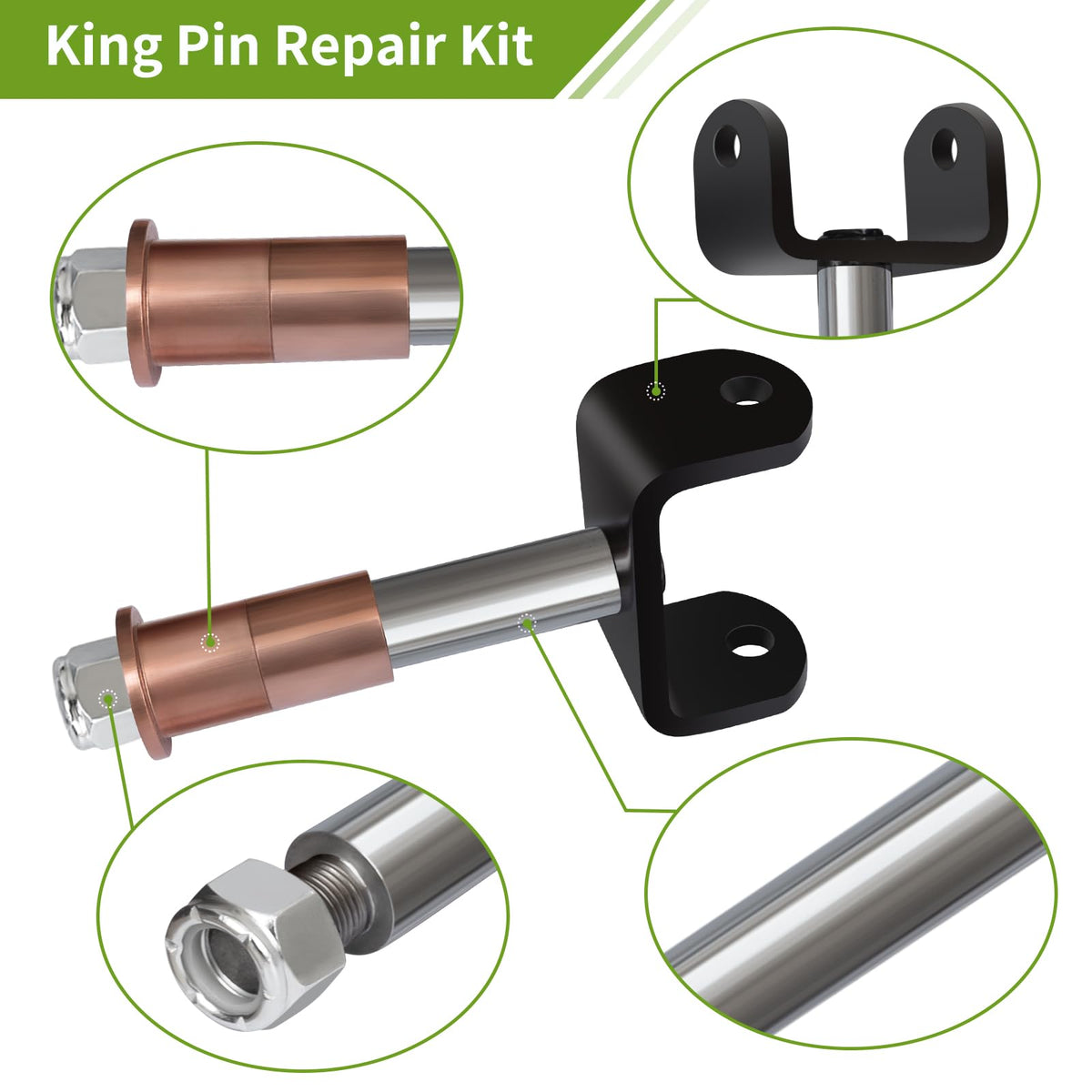 Delta upper clevis included for precise alignment on 1993-up Club Car DS carts.
