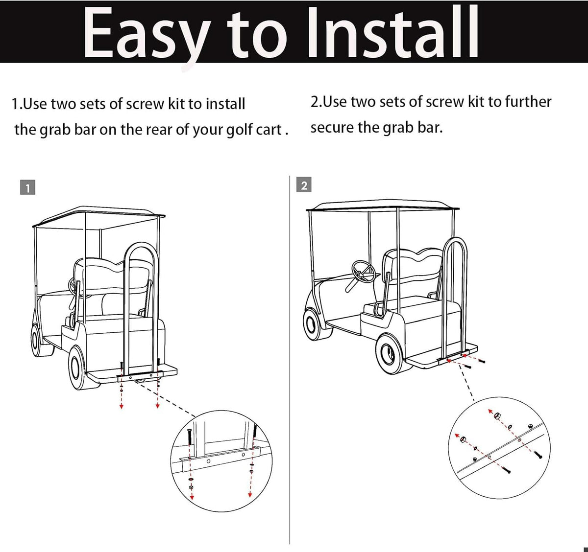 Ezgo footboard area shown with Shu-Ran rear grab bar for easy access.