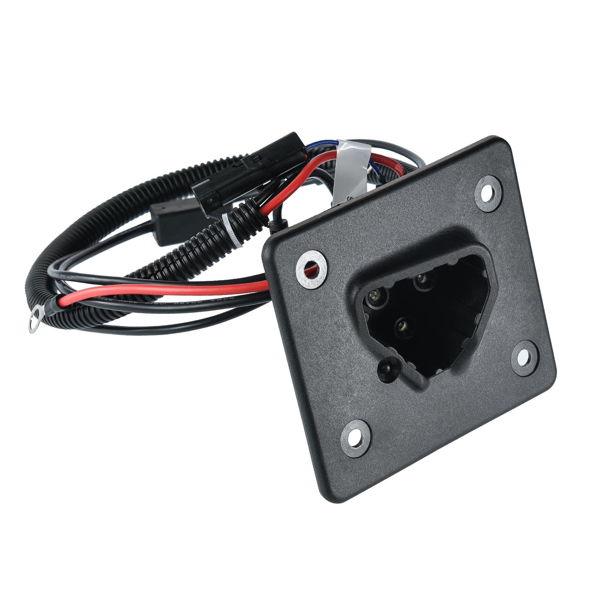 Shu-Ran EZGO RXV replacement socket with 3-prong plug for Delta-Q chargers.