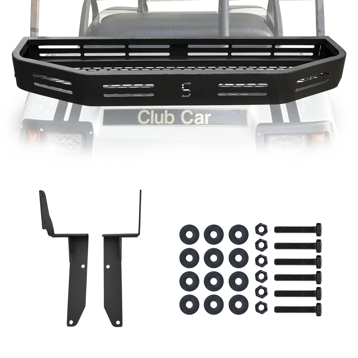 Shu-Ran front basket for Club Car DS, assembly ready for golf cart storage