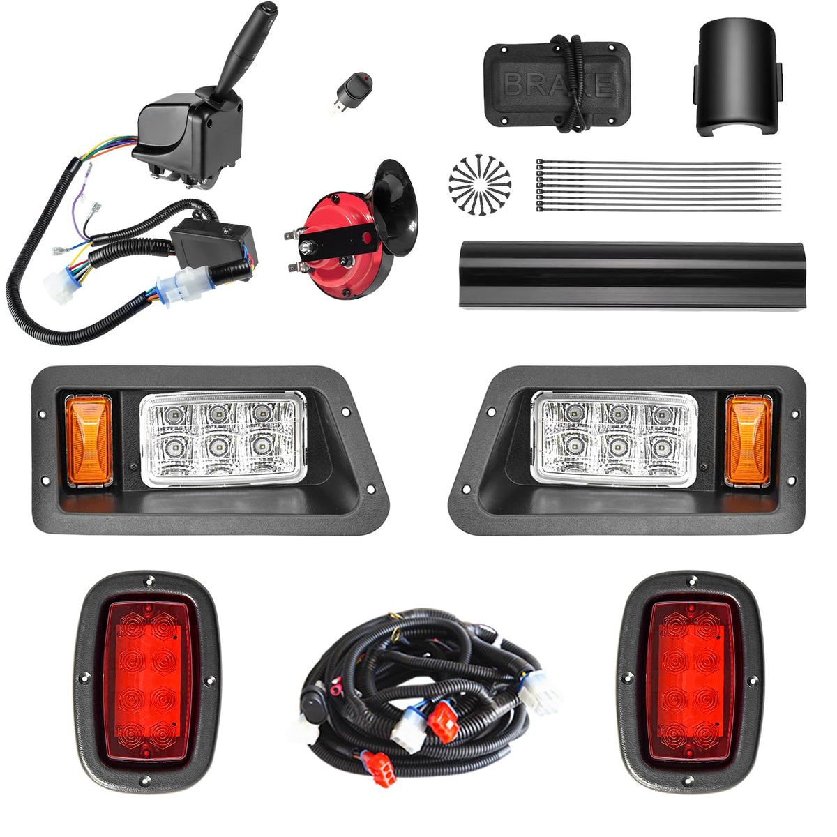 Shu-Ran front LED headlights with turn signals enhance night visibility for Yamaha golf carts.