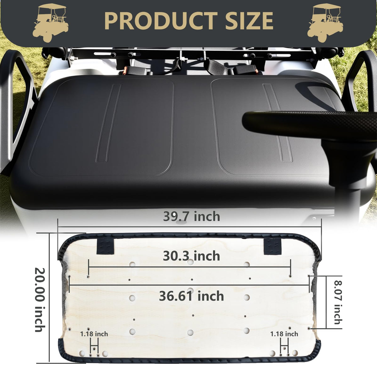 Includes screws for quick replacement of the front seat cushion.