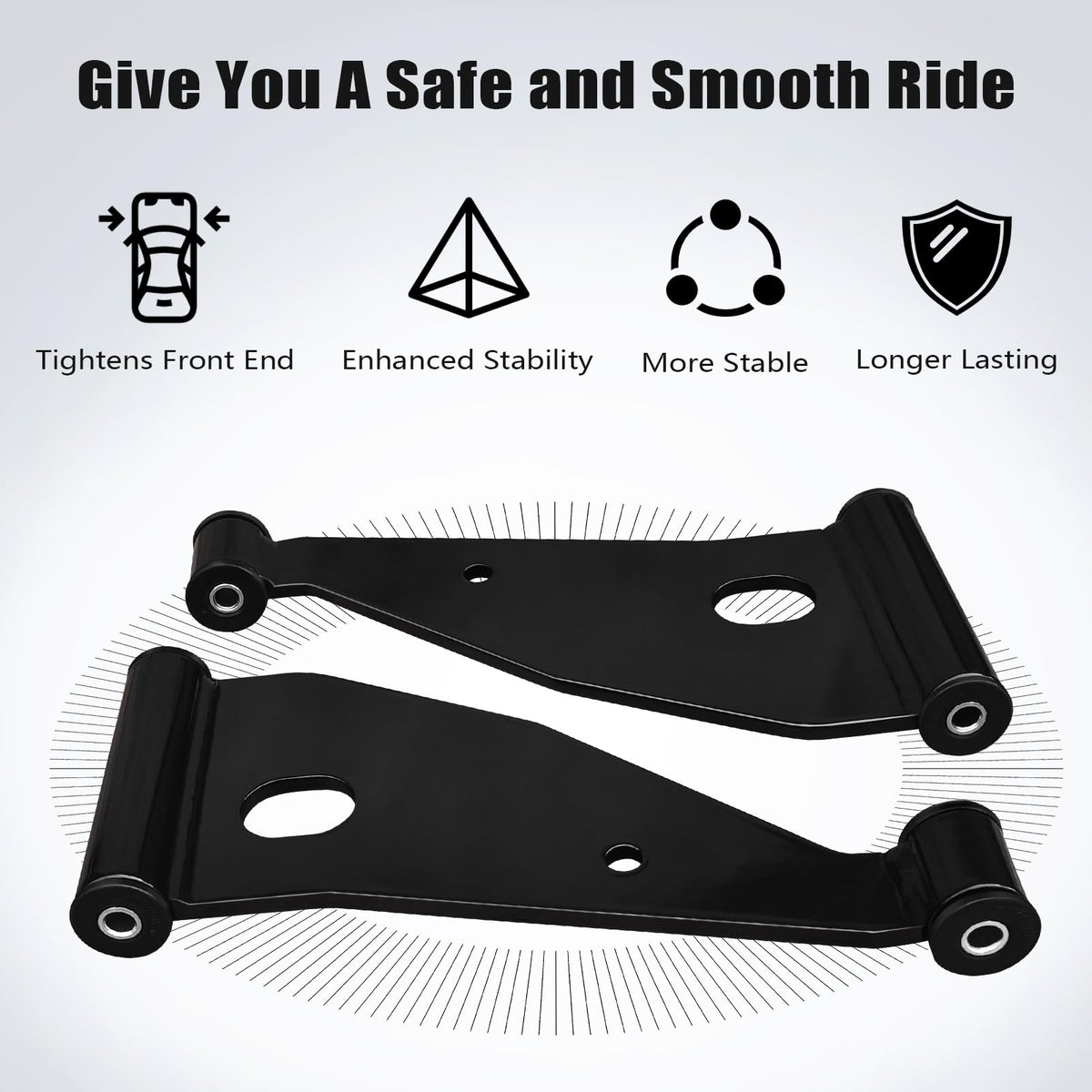 Shu-Ran golf cart control arm, side view, enhances suspension stability for smoother trips.