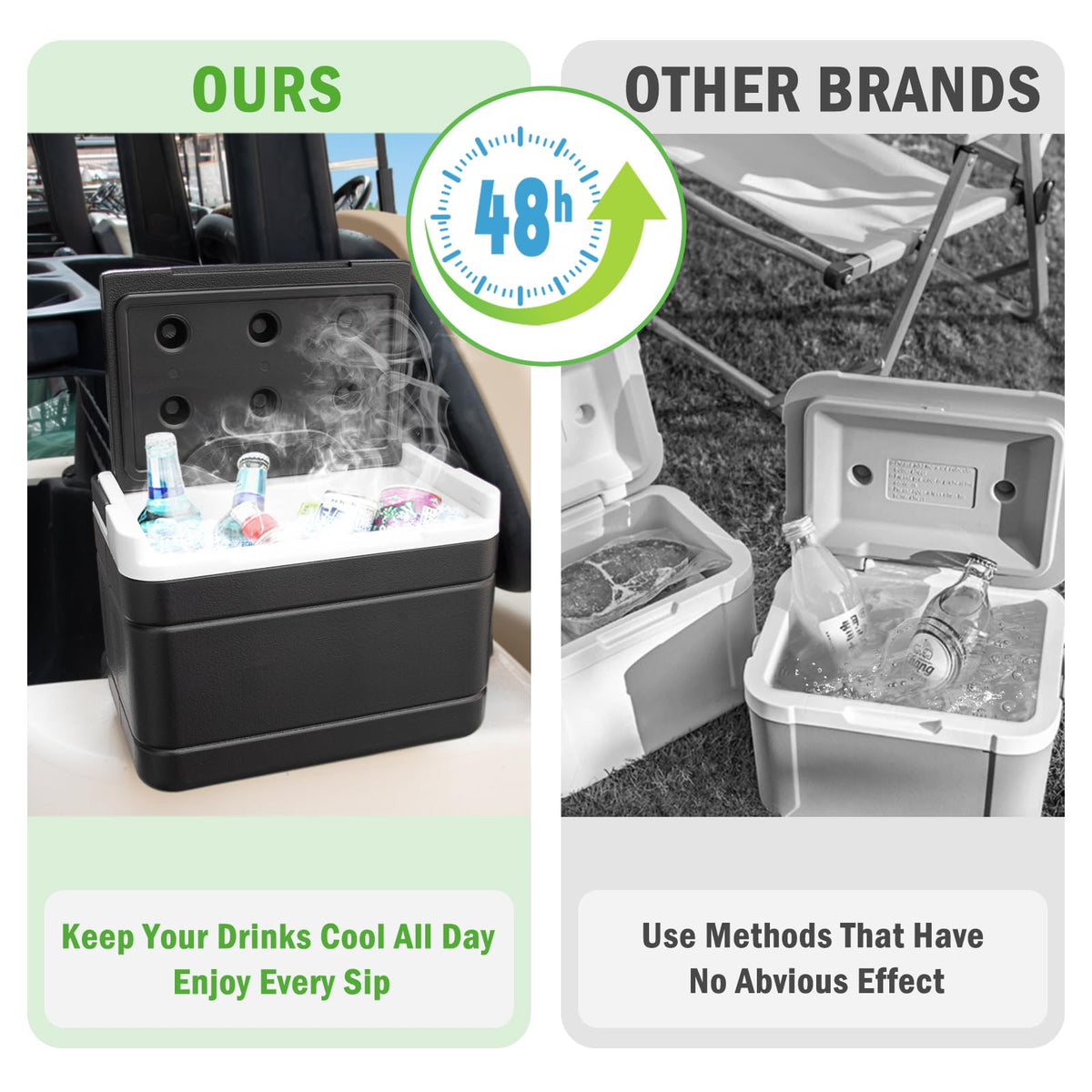 Shu-Ran cooler holds up to 6 cans or 4–6 bottles with ice for rounds.