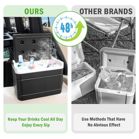 Shu-Ran cooler holds up to 6 cans or 4–6 bottles with ice for rounds.