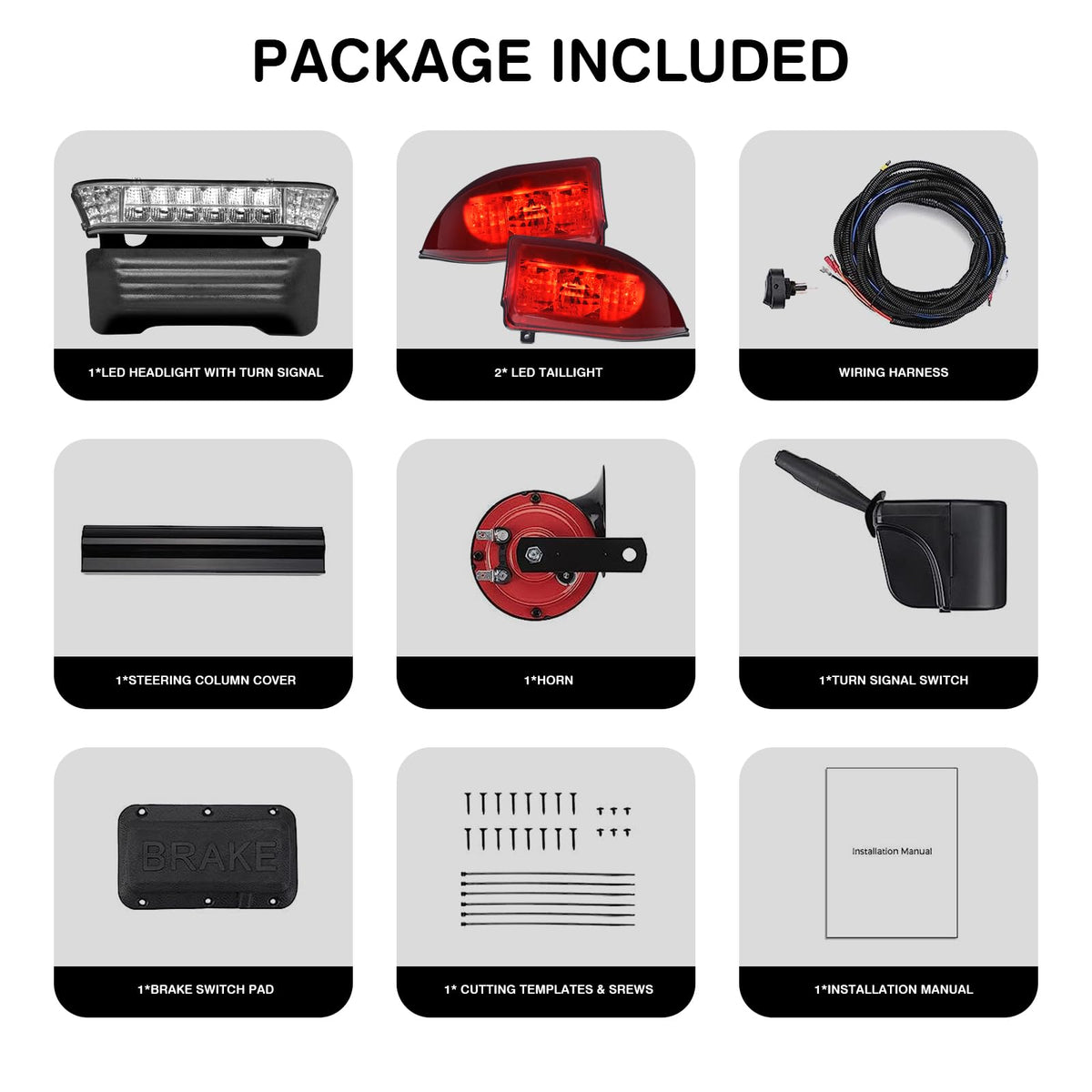 Shu-Ran Golf Cart Deluxe Light Kit steering wheel cover adds grip and style