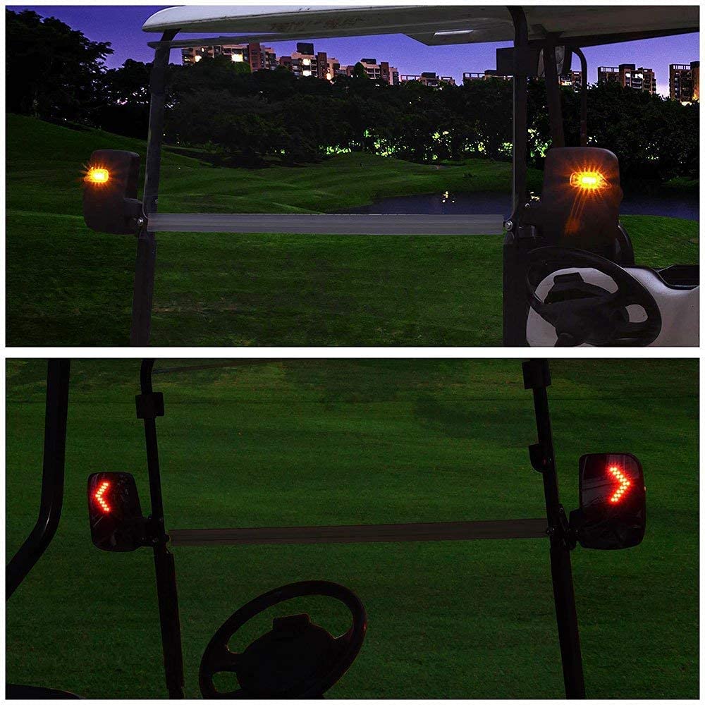 Universal fit Shu-Ran mirror works with EZGO, Club Car, Yamaha carts.