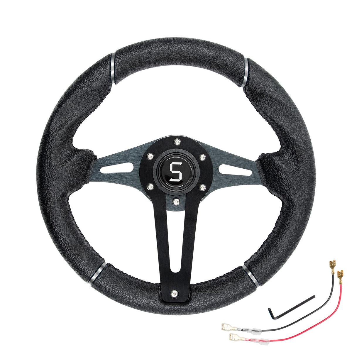 Shu-Ran 12.5-inch steering wheel with non-slip PU grip for smooth control