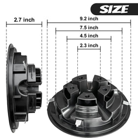 Shu-Ran hub caps close-up with durable black finish