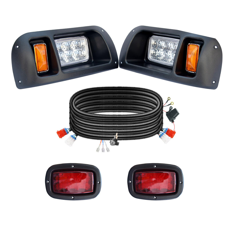 Shu-Ran LED headlight on Club Car DS for brighter night visibility.