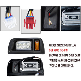 Shu-Ran LED headlights for the front right of Club Car DS 1993-up.
