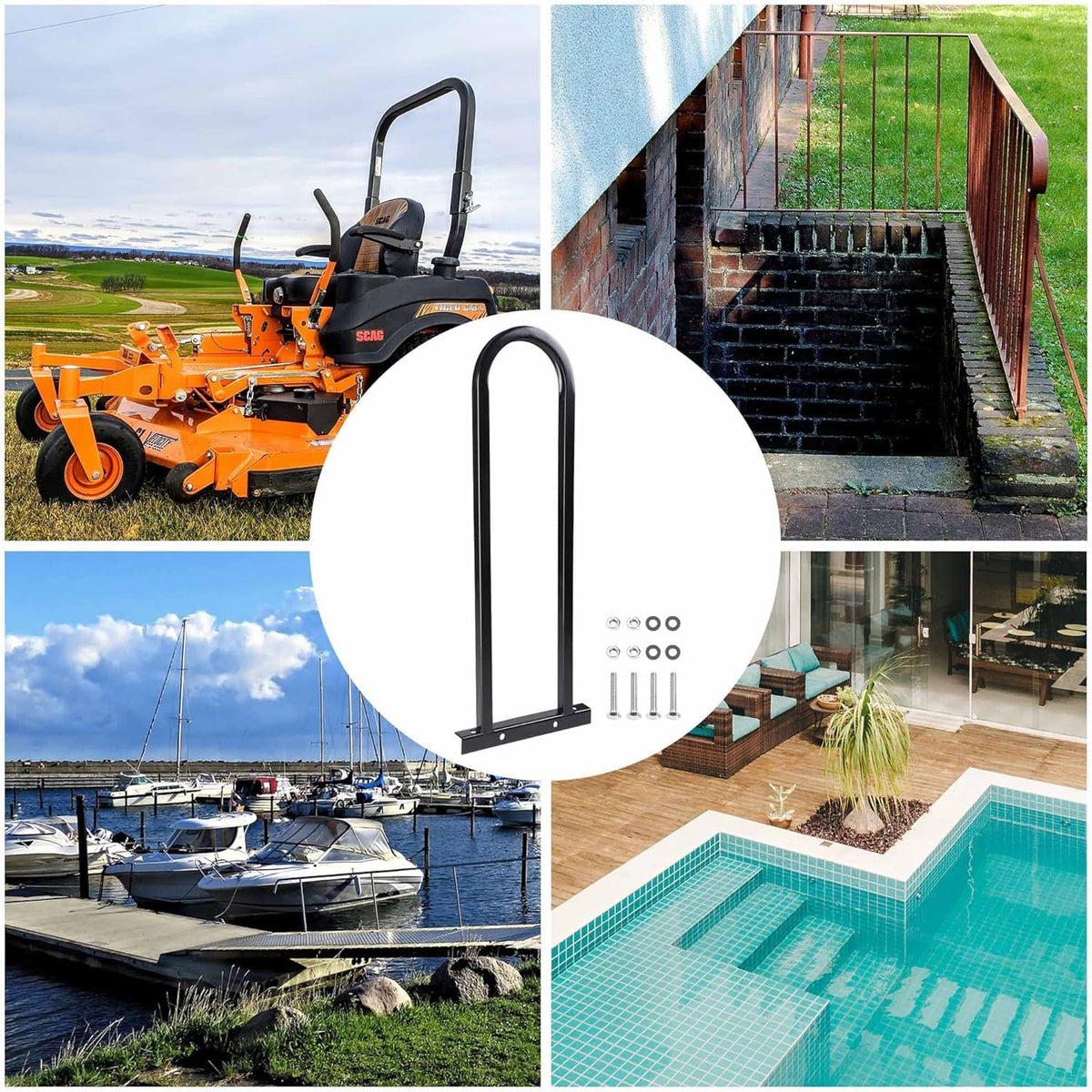 Metal-footboard mounting shown with Shu-Ran grab bar for rugged durability.