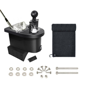 Shu-Ran No-Drill cleaner mounted on cart with universal fit for on-course cleaning