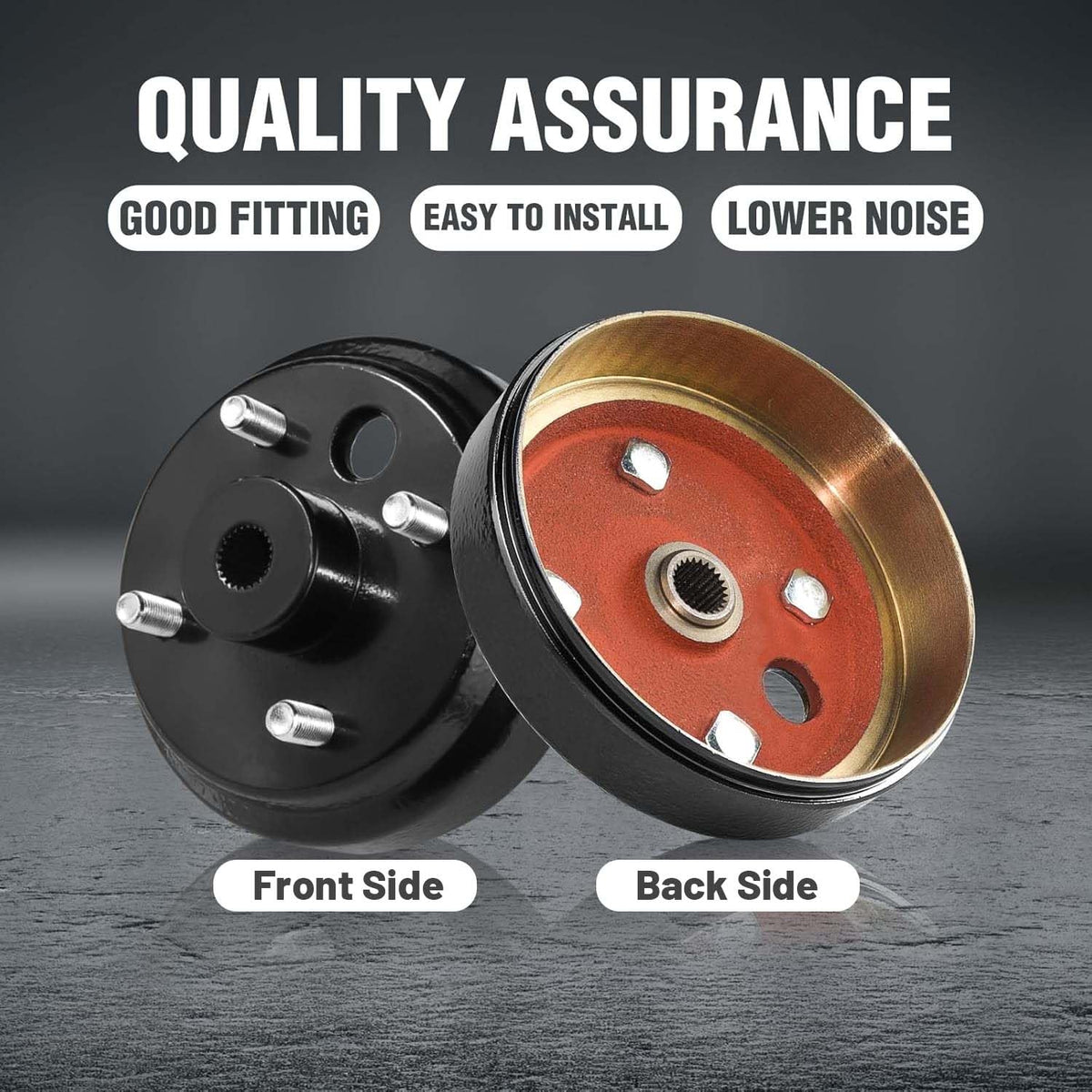 Shu-Ran star-spline brake drum assembly provides secure engagement with older EZGO hubs.