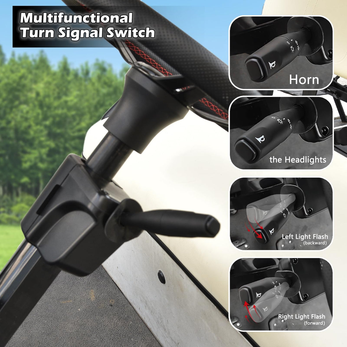 Shu-Ran turn signal lever close-up showing intuitive signaling