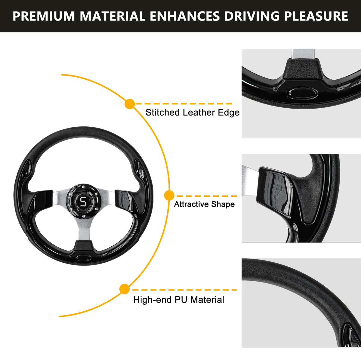 Shu-Ran universal fit steering wheel compatible with multiple cart brands