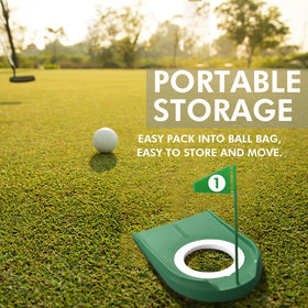 Shu-Ran wrist trainer putting aid shown next to the putt cups