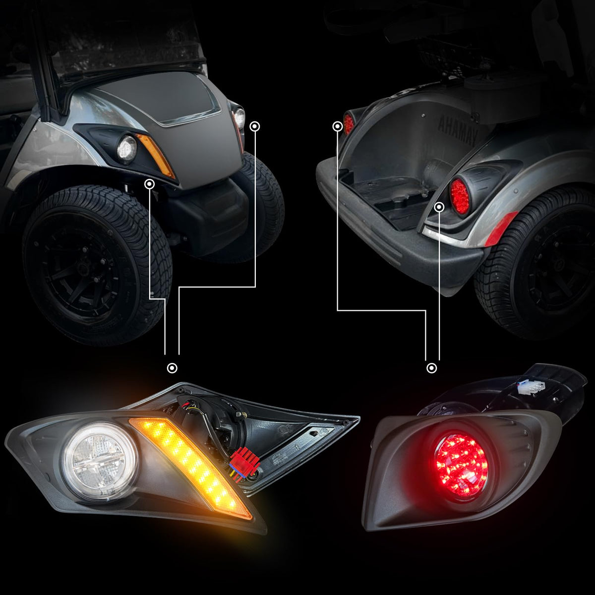 Shu-Ran Yamaha Drive 2 taillights improve rear visibility on dim courses.
