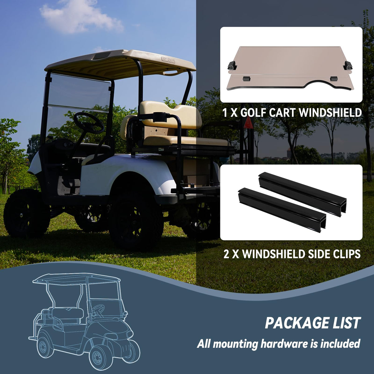 SHUNCHENXIANG EZGO RXV windshield 5mm thick acrylic for durability
