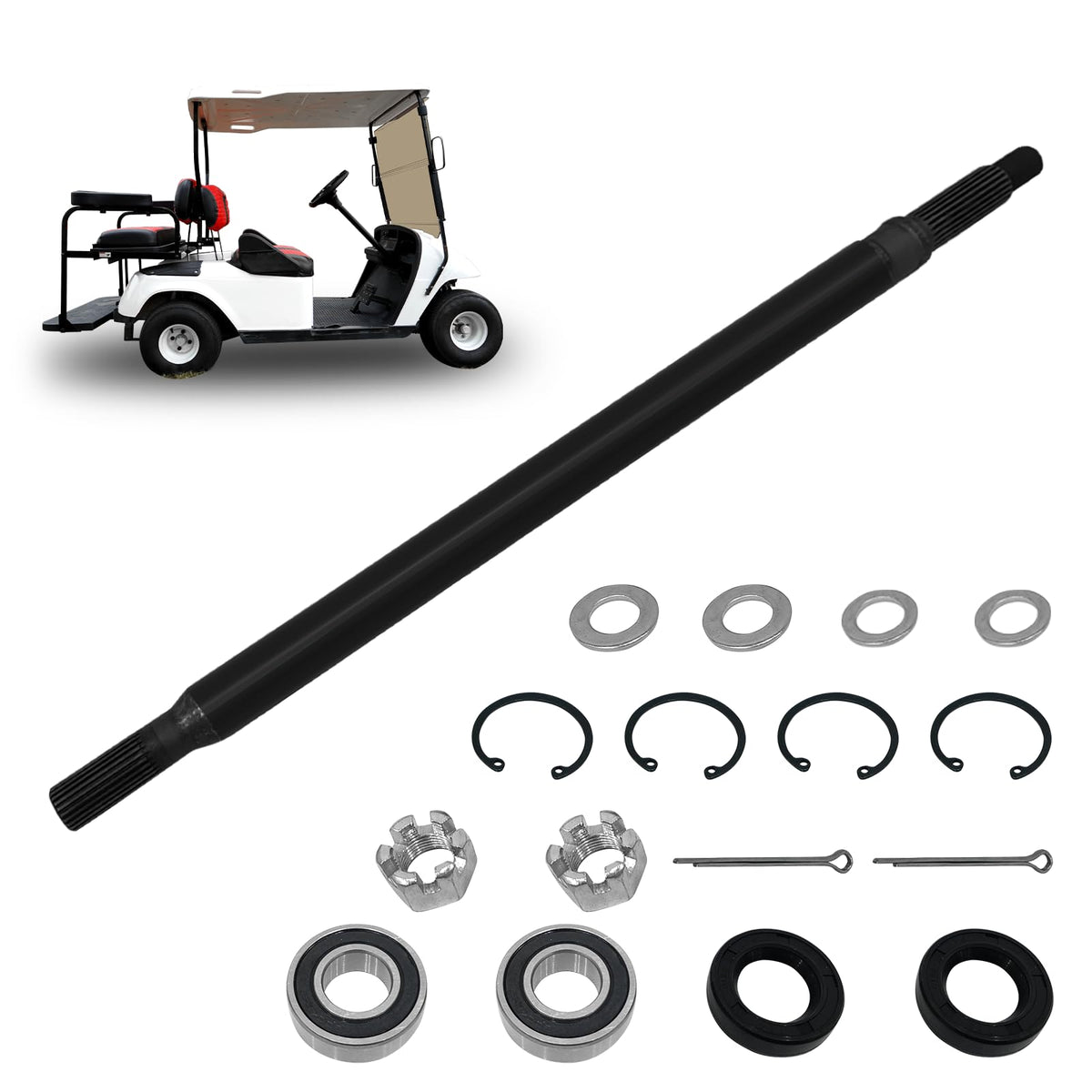 SHUNCHENXIANG EZGO TXT rear axle shaft with bearing seal kit for stable rides.