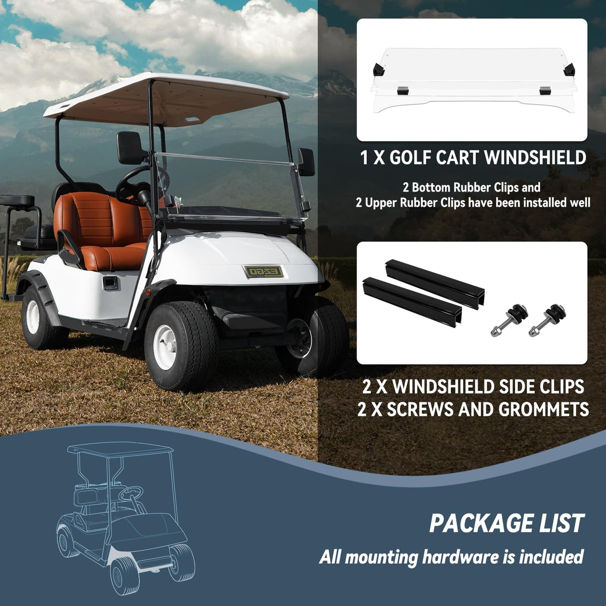 SHUNCHENXIANG EZGO TXT windshield shield against wind and debris on the course