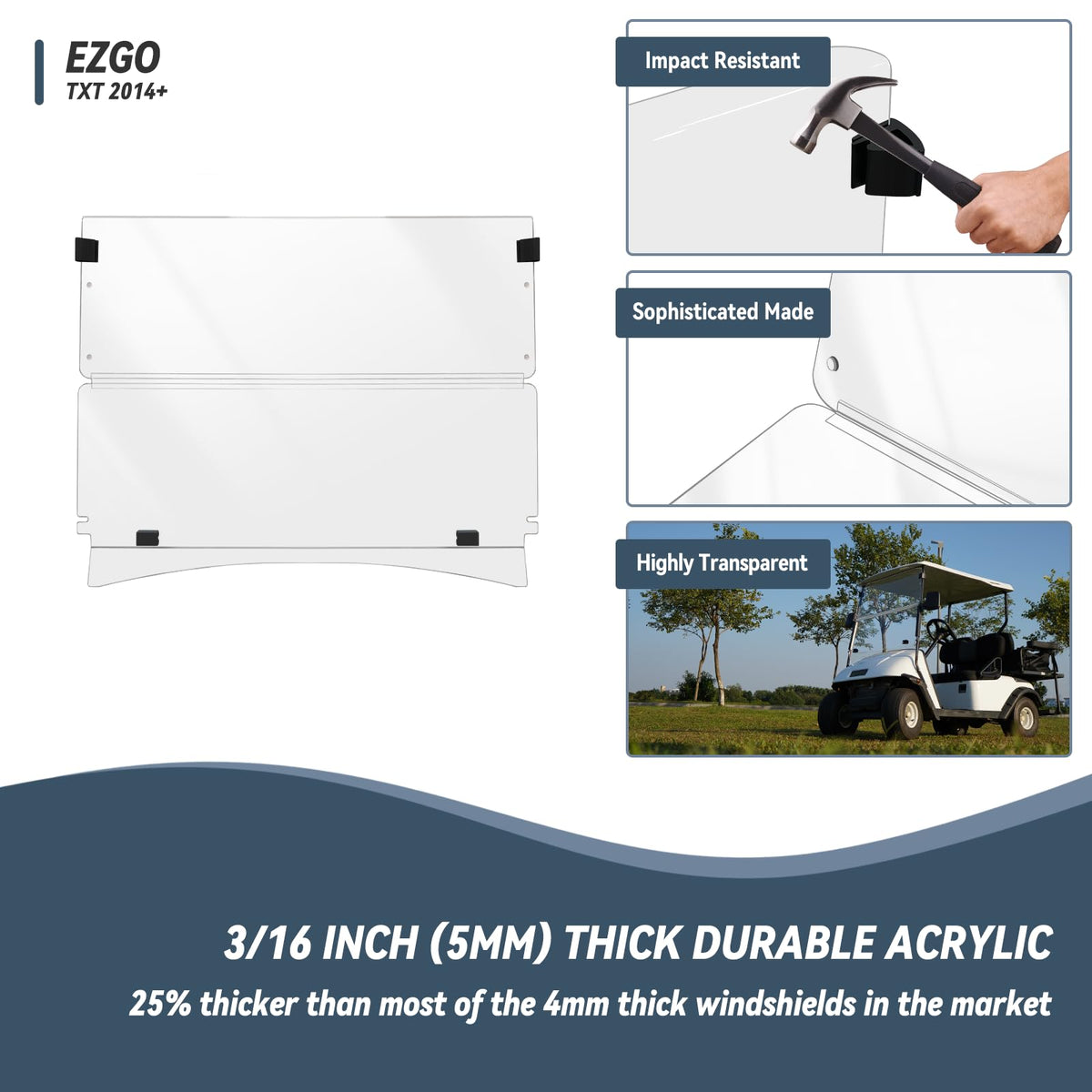 SHUNCHENXIANG EZGO TXT windshield high transparency maintaining crystal view