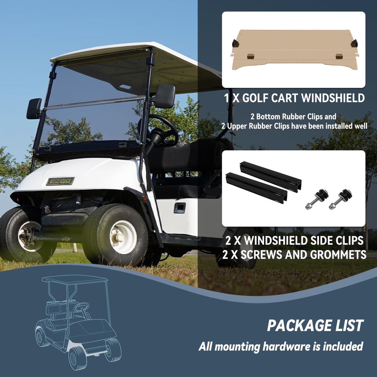 SHUNCHENXIANG EZGO TXT windshield impact resistance for debris.