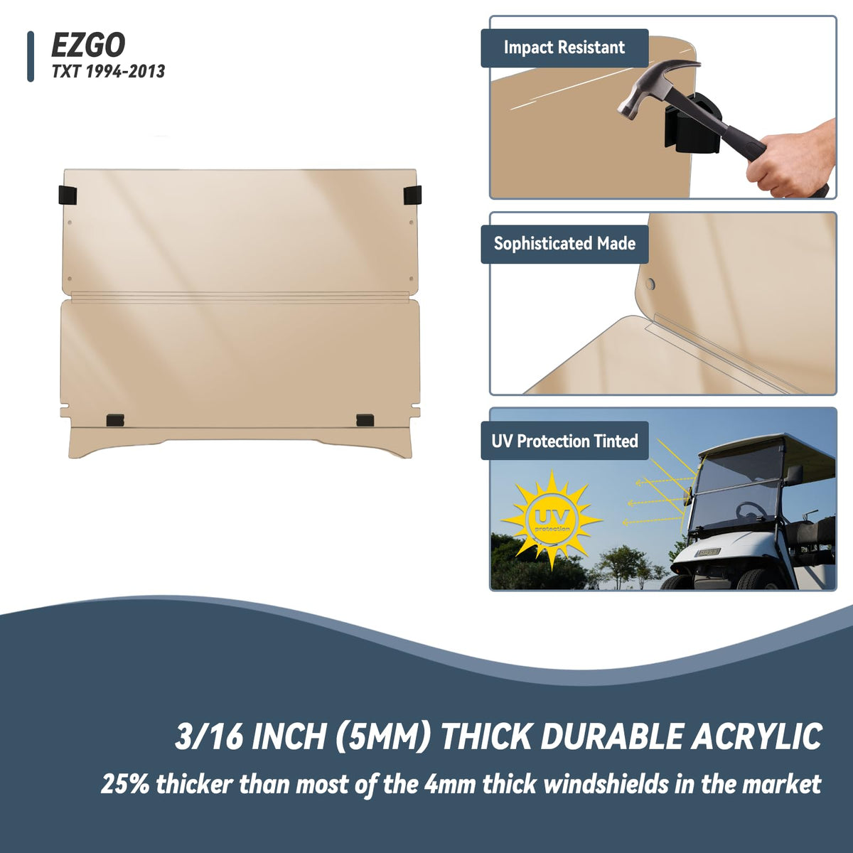 SHUNCHENXIANG EZGO TXT windshield installation without drilling.