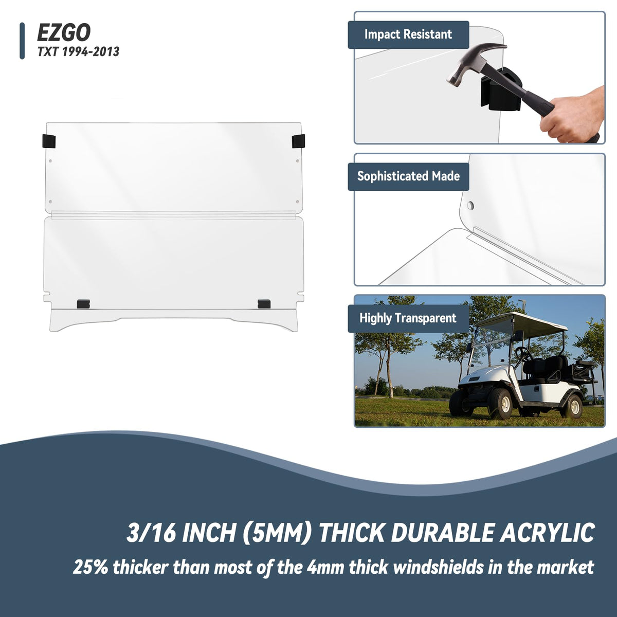 SHUNCHENXIANG EZGO TXT windshield protective film keeps surface safe before install