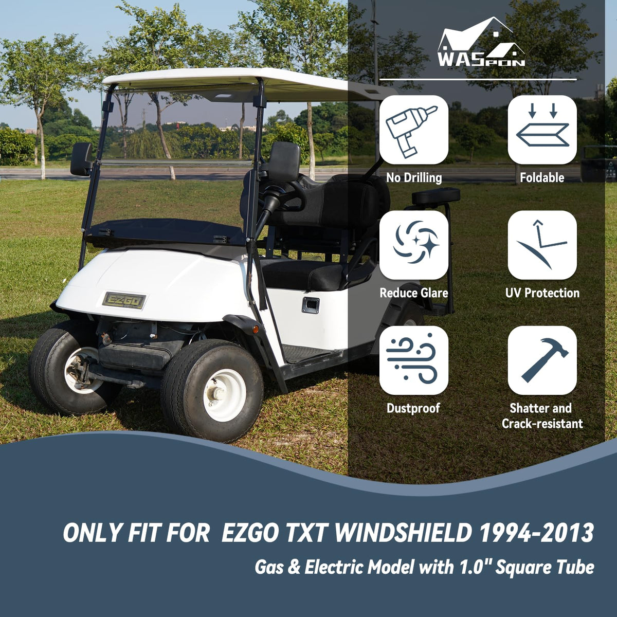 SHUNCHENXIANG EZGO TXT windshield UV protection reduces glare.
