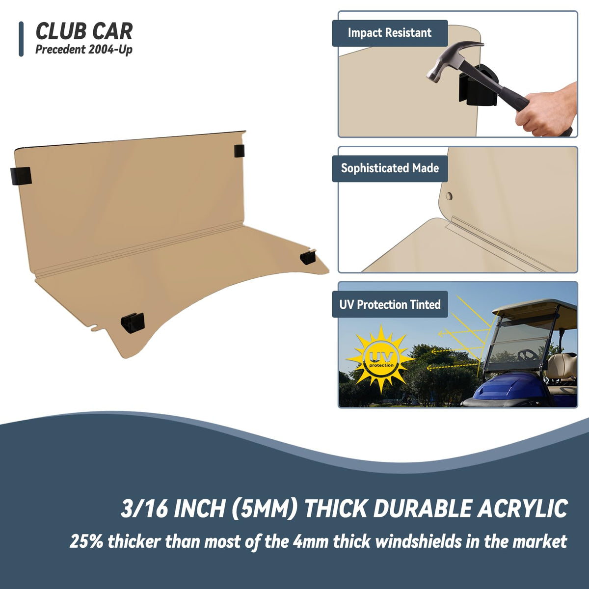Foldable windshield design enables easy storage and transport.