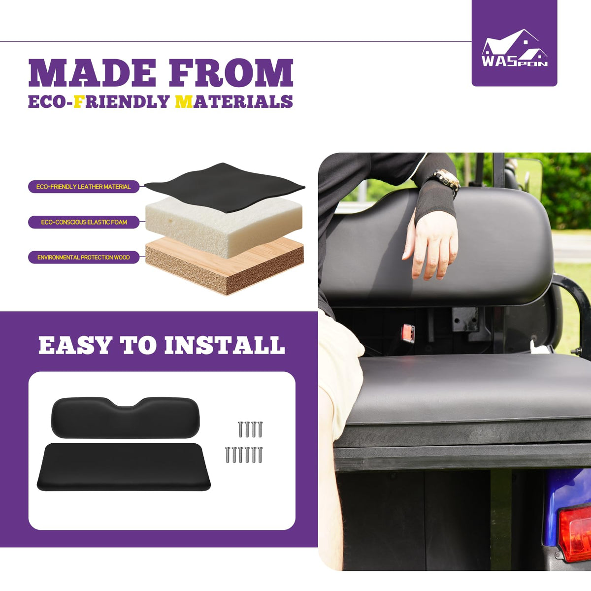 SHUNCHENXIANG golf-cart-seat-set installed inside a cart illustrating universal compatibility.