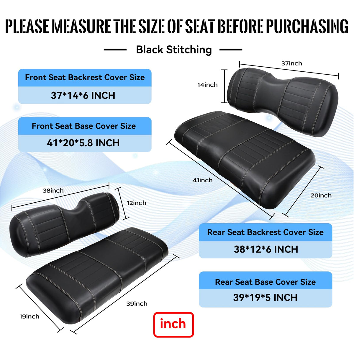 SHUNCHENXIANG golf seat cover rear Yamaha G29 with black stripe keeps interior clean.