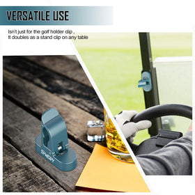 SHWEAPY clip attaches to carts or tables for hands-free convenience