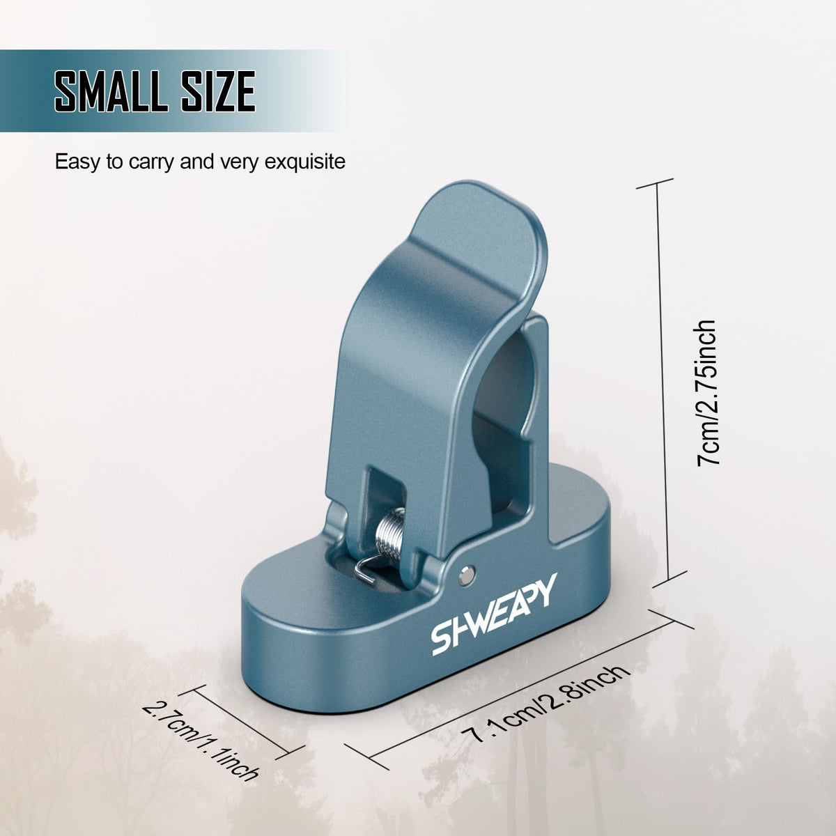 SHWEAPY golf clip with dual magnets secures to metal surfaces on carts