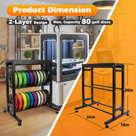 Sidasu 2-Tier Disc Golf Rack side view highlighting sturdy metal frame for heavy loads.