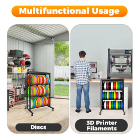 Sidasu rack stores filament spools and discs for versatility