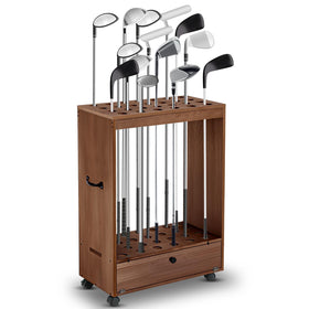 Silipull 27-hole golf club stand displaying clubs neatly for easy access