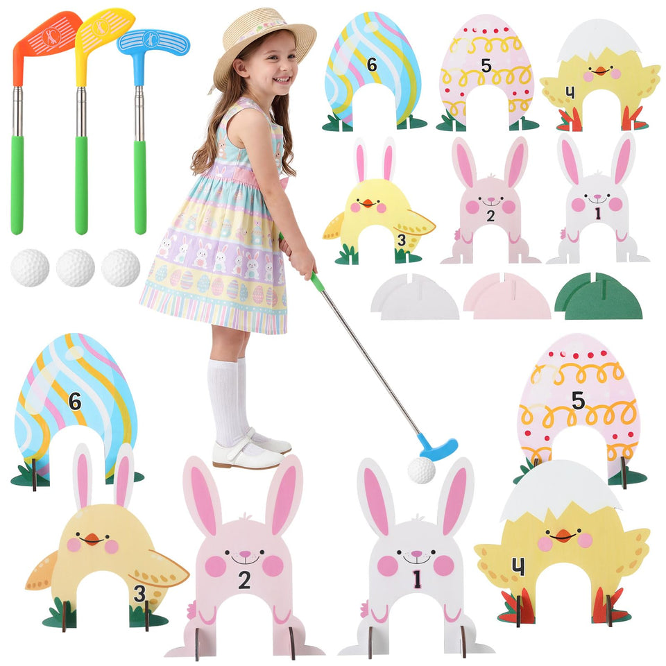 Silipull Easter mini golf bunny hole wooden for family-friendly indoor fun.