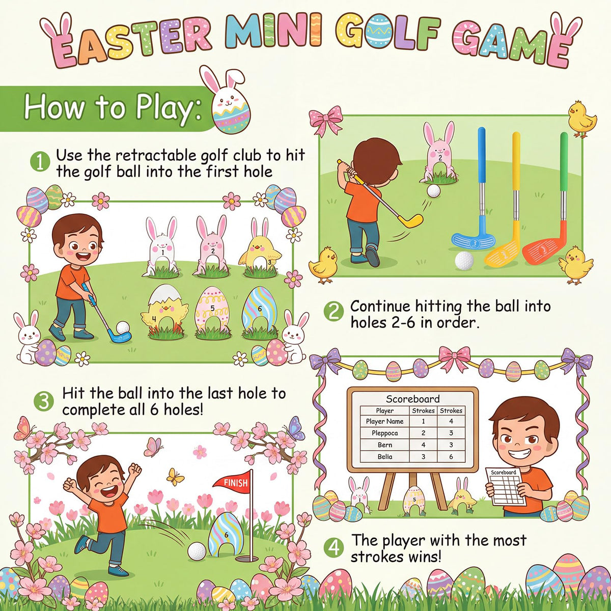 Silipull Easter mini golf egg hole wooden offers festive practice.