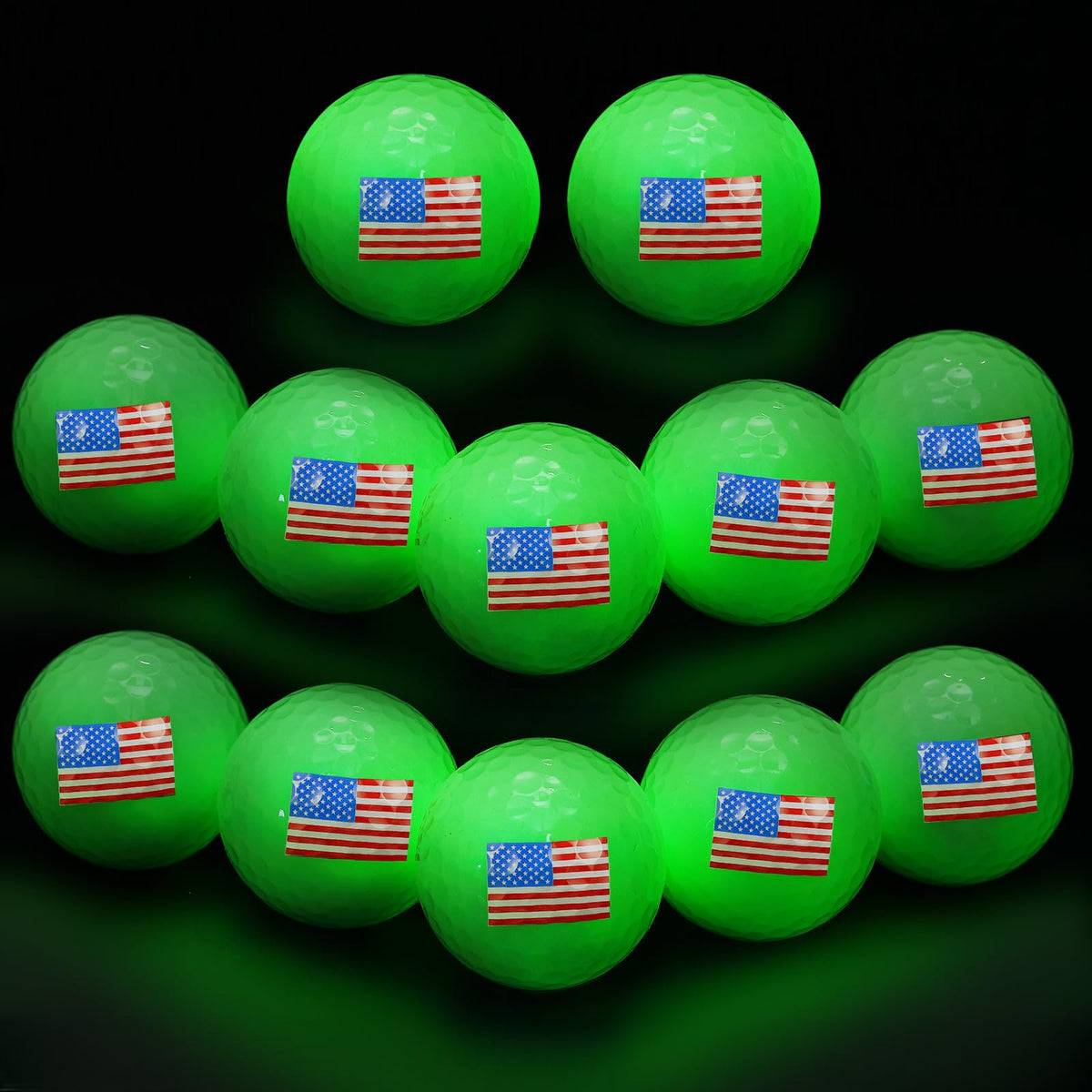 Silipull glow-in-the-dark American flag golf ball 12-pack for night play