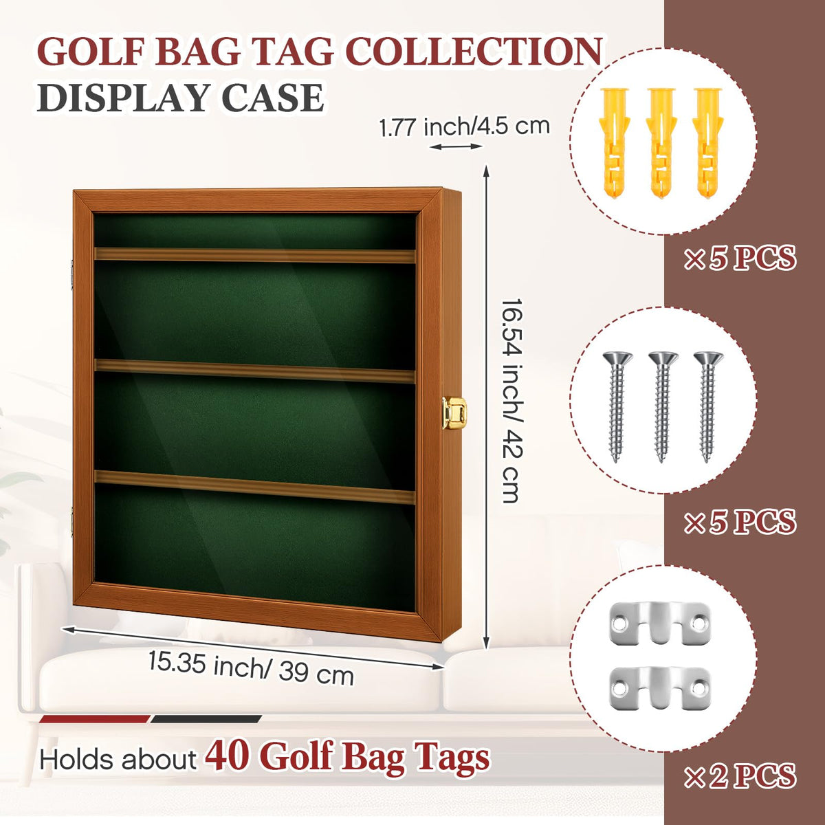 Silipull golf tag display case wall mount bracket keeps tags secure