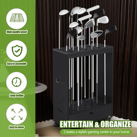 Silipull indoor golf display stand organized for home or office use.