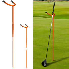 Silipull U-shaped golf club holder keeps clubs organized and ready.