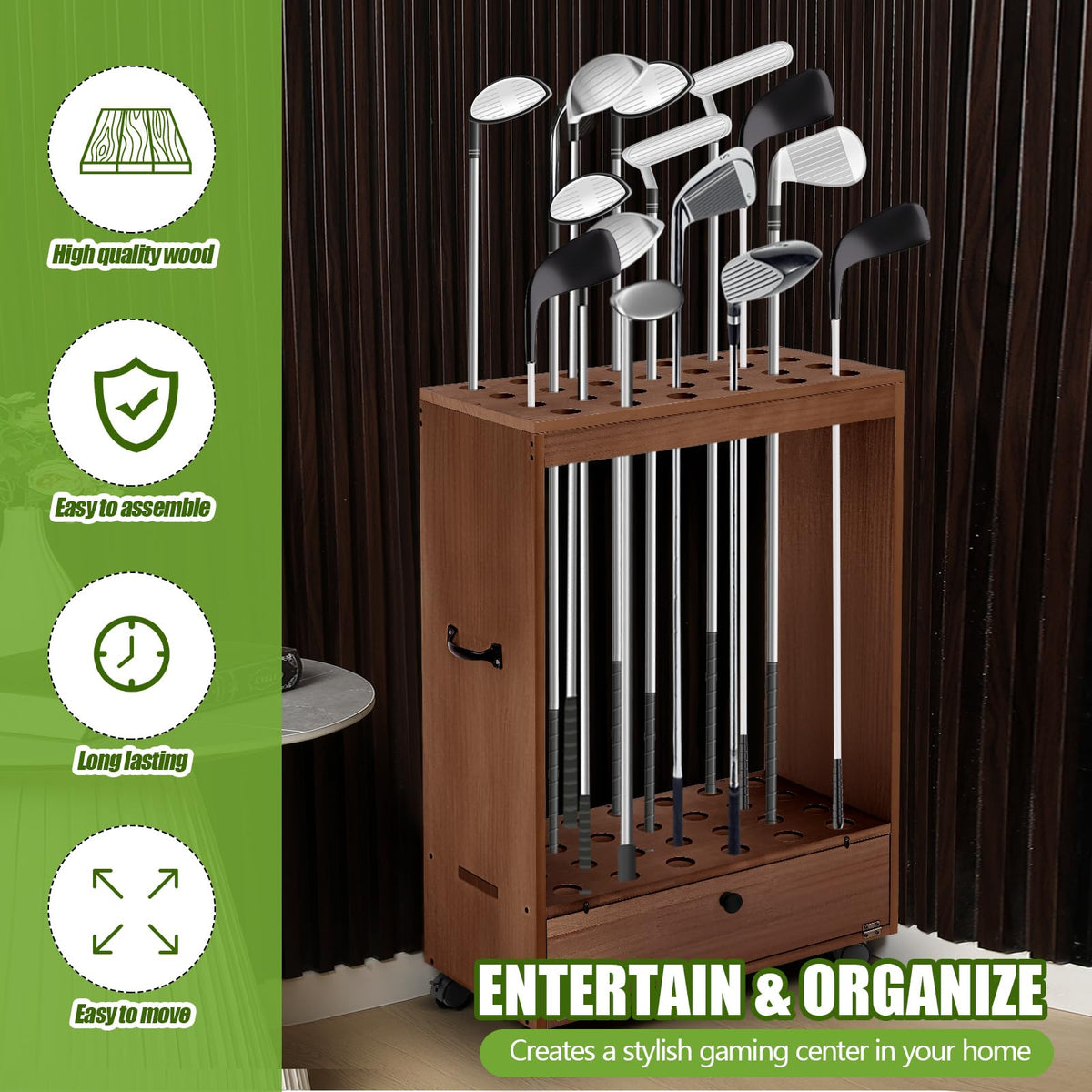 Silipull walnut finish display stand adds elegant storage to any room