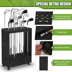 Silipull wooden golf club display rack in a stylish black finish.
