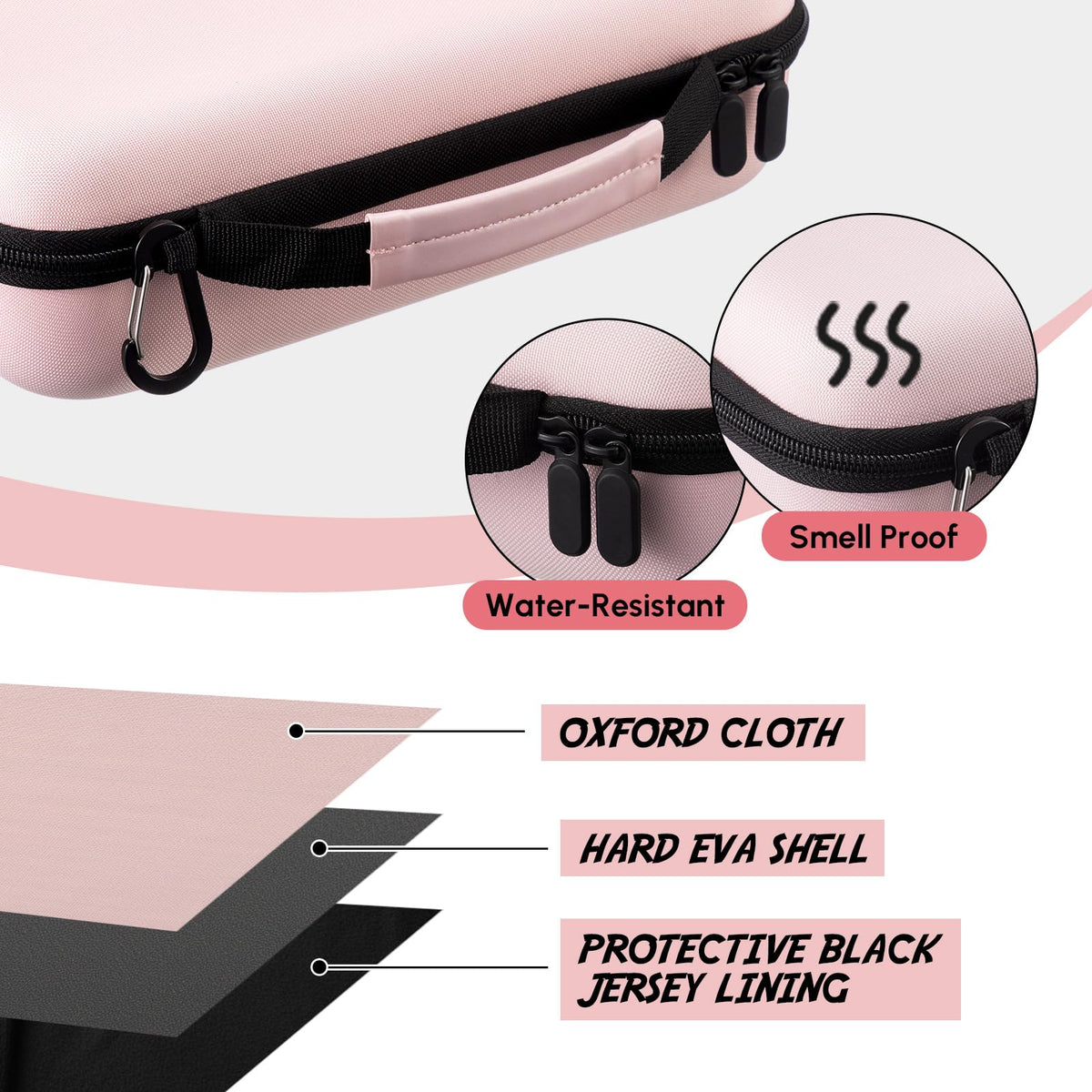 SilTriangle pink golf case shows zippered mesh pocket for essentials.