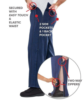 Silvert's side-zip pants are wheelchair-friendly with easy-access openings.